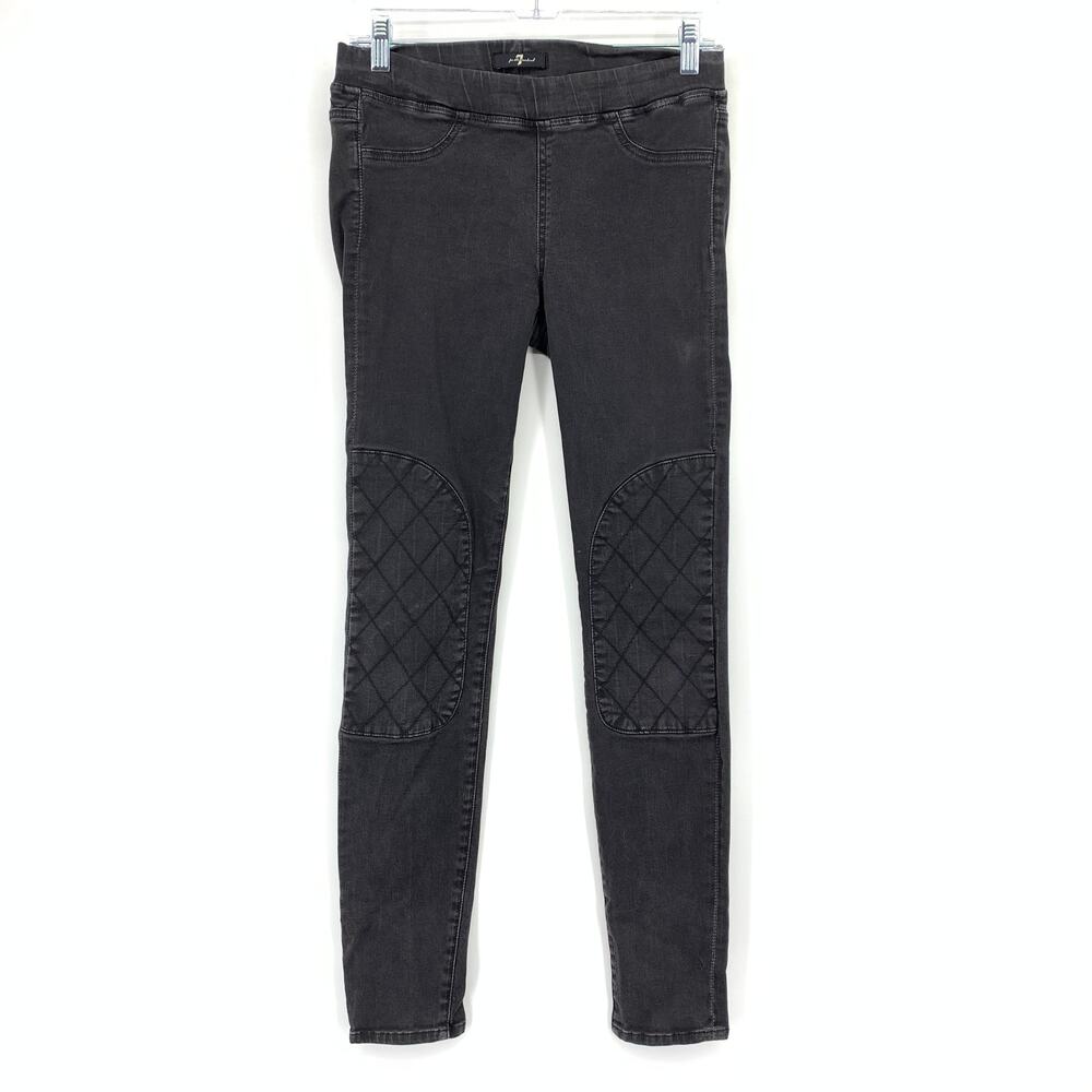7 For All Mankind Pull On Jeggings Womens Sz 27 Gray Wash Moto Patch Ankle Zip
